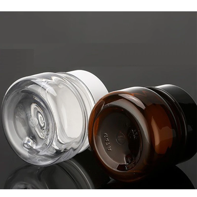 

Empty 60G*10Pcs Jars Skin Face Hand Cream Pots Clear Amber Wide Mouth Jar Plastic Travel Refillable Bottles
