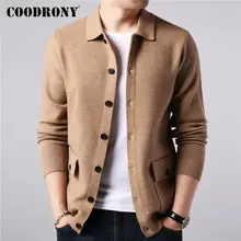 Бренд COODRONY, мужской свитер, уличная мода, мужской свитер, пальто, Осень-зима, теплый кашемировый шерстяной кардиган, мужской кардиган с карманом, 91104