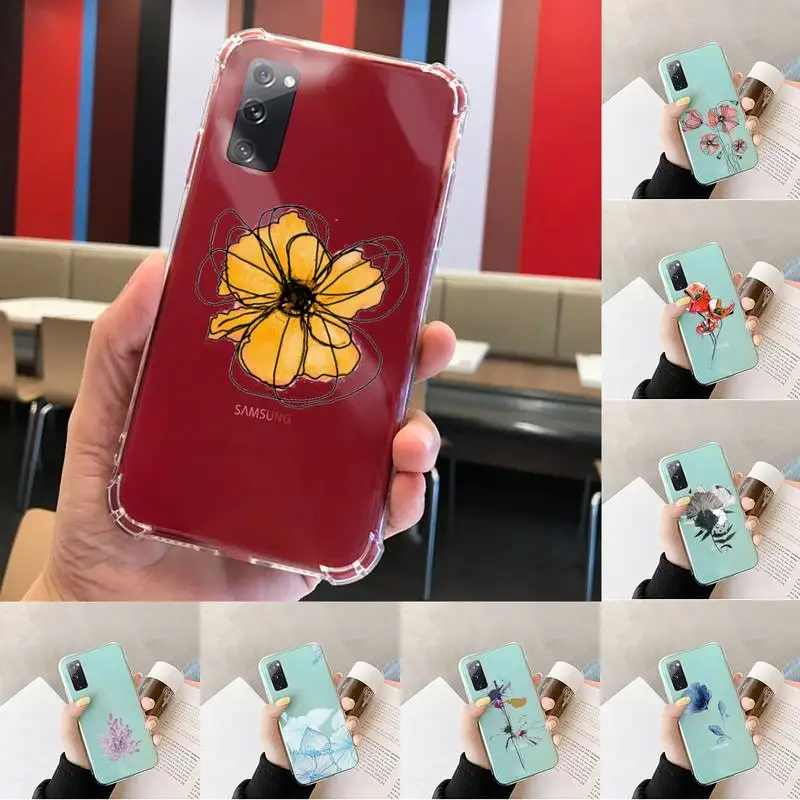 

Color flower art Phone Case Transparent For Samsung S 10 9 20 11 7 8 21 6 P Edge PLUS ULTRA 4G 5G