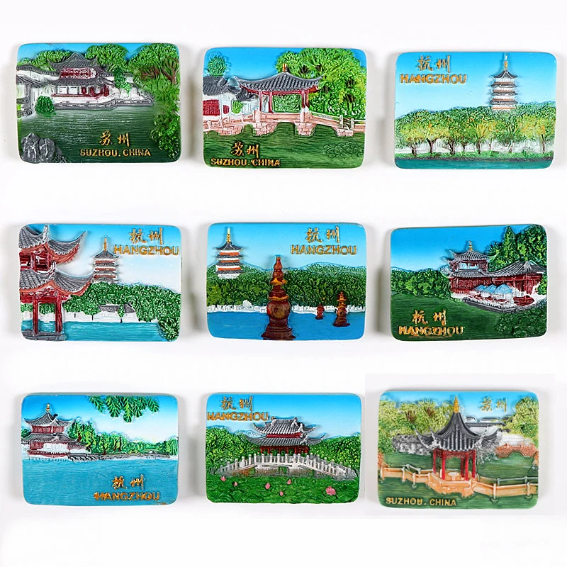 Магнитные наклейки Country Suzhou Hangzhou магнитные магниты для холодильника рельефные из