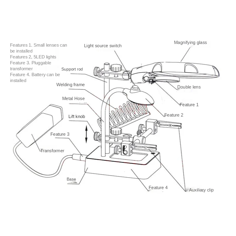 

Multi-function welding station with welding magnifying glass clamp third hand help desktop magnifying glass welding repair tool