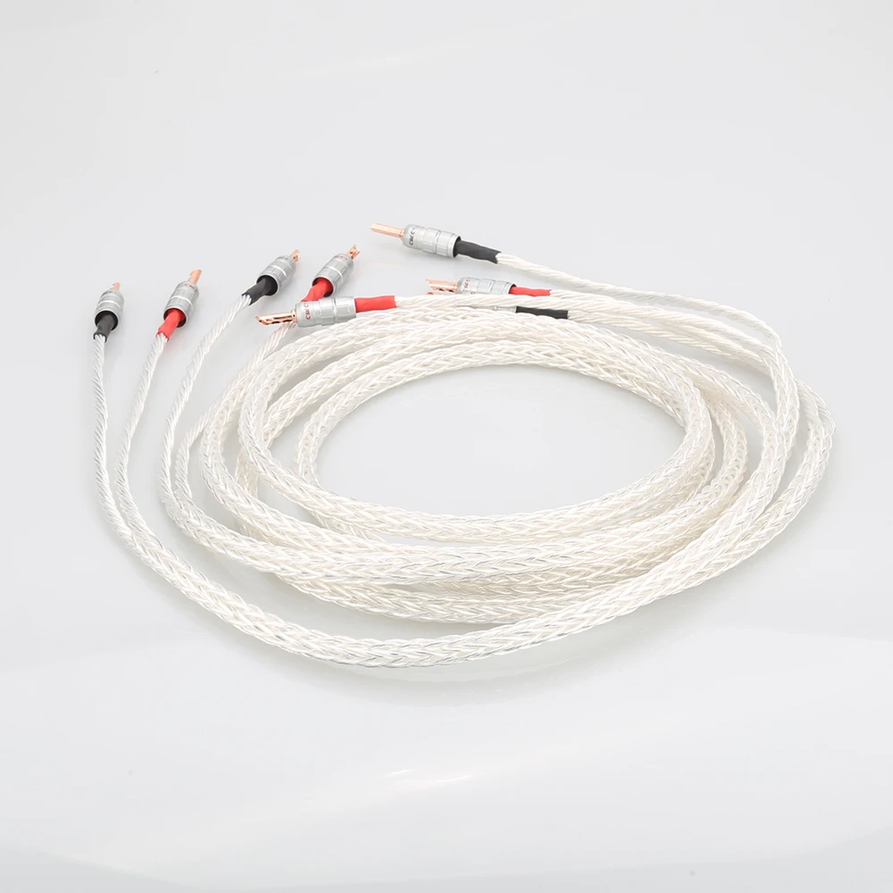 Пара 8AG посеребренный кабель для динамика Банановый штекер громкий Hi Fi