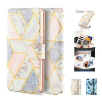 business leather flip phone case for samsung galaxy a52 wallet shockproof bracket splicing marble pattern full protection cover