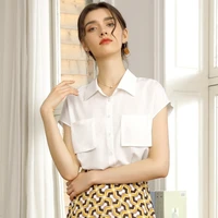 2021 summer new womens loose blouse fashion simple sleeveless three dimensional stitching chiffon shirt women