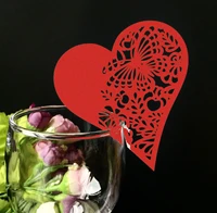 100pcs heart table name place escort cup card wine glass cards paper wedding valentines day table event party decorations