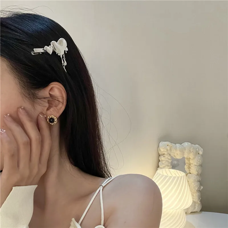 Шпилька для волос в стиле панк/готика серебристая металлическая боковая заколка