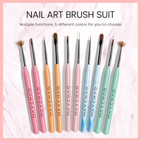 maychao 5pcs colorful nail art brush kit manicure tools gel nail polish builder draw carve brushes nail design painting pen set