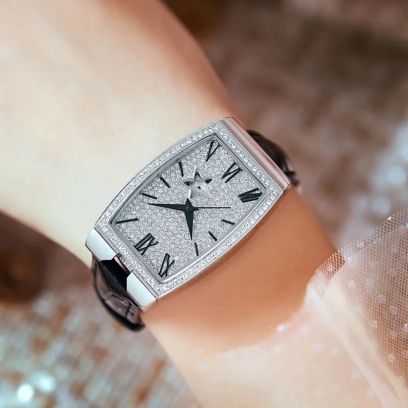 

Davena New Hollow Automatic Mechanical Watch Women Full Diamond Luxury Watch Ladies Clock Genuine Leather Strap Waterproof Table