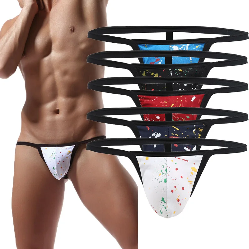 Сексуальные гей стринги Джок на ремешке граффити с принтом трусики Т образным