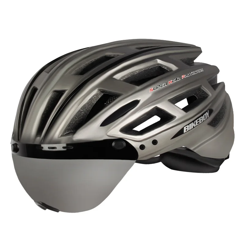Titanium color Bicycle helmet LED warning lamp light bike helmet airsof helmet Composites Half-covered Unisex bike helmet - Цвет: Titanium color