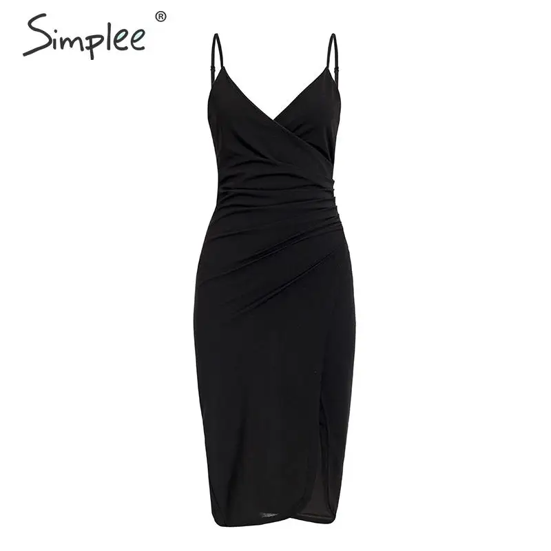 Simplee сексуальное платье с v-образным вырезом без рукавов разрезом женское