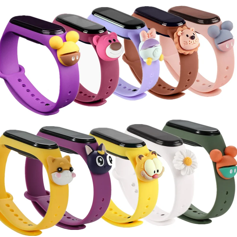 

Doll Strap For Xiaomi Mi Band 3 4 Silicone Replacement Wristband Bracelet Watchband For Miband 4 3 Cartoon Strap