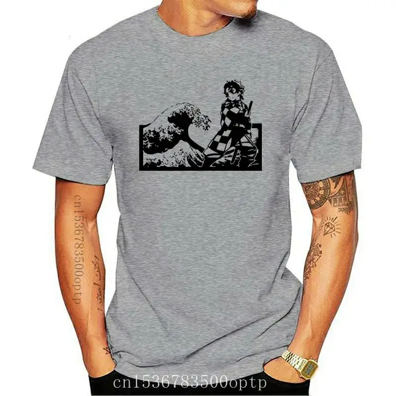 

Demon Slayer Kimetsu No Yaiba Tanjiro The Great Wave Water Style White T-Shirt short-sleeved Tops Tee Shirt