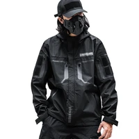 streetwear windproof hooded jacket techwear zipper windbreaker men