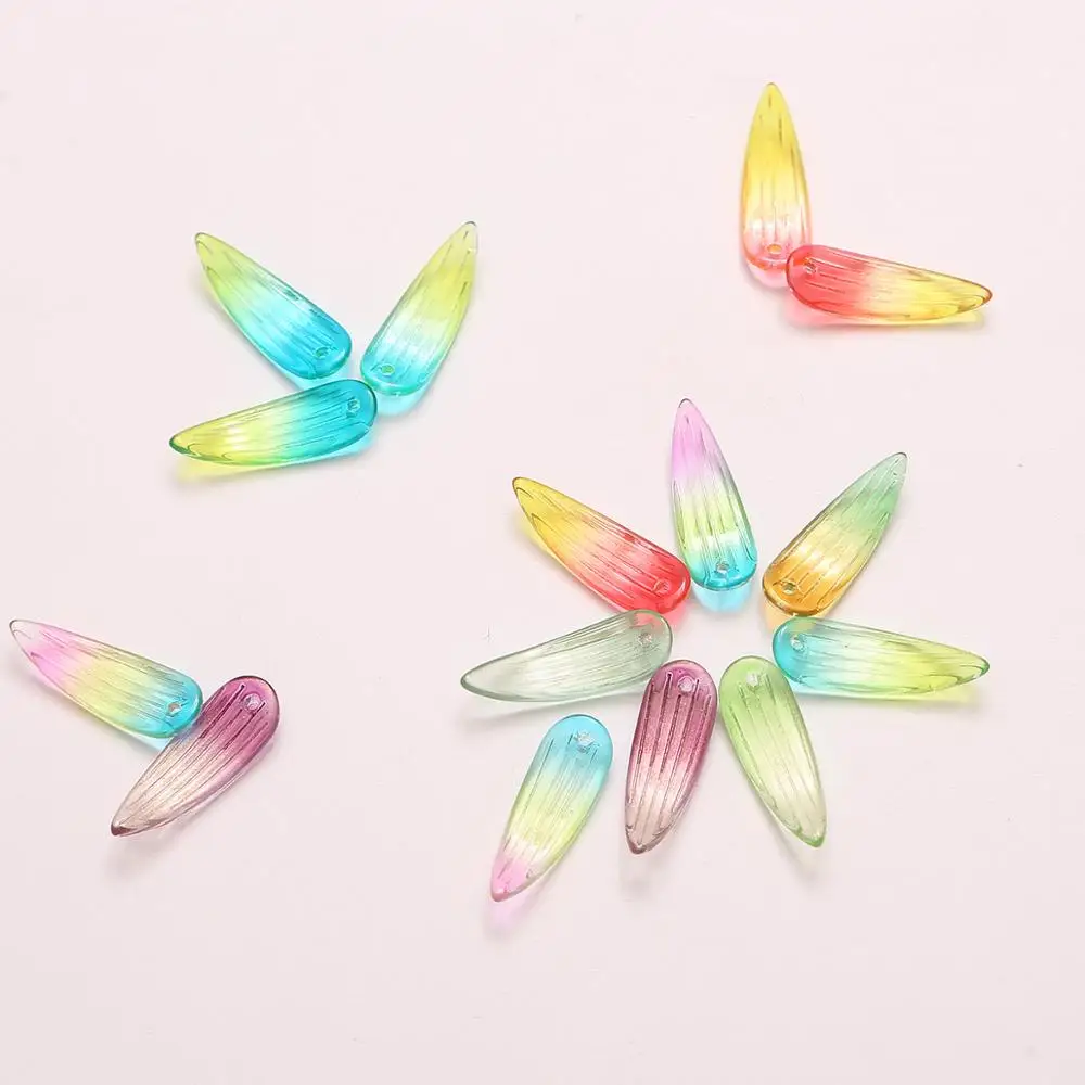 10 шт./лот 26x9 мм цветные стеклянные бамбуковые листья бусины для ювелирных изделий