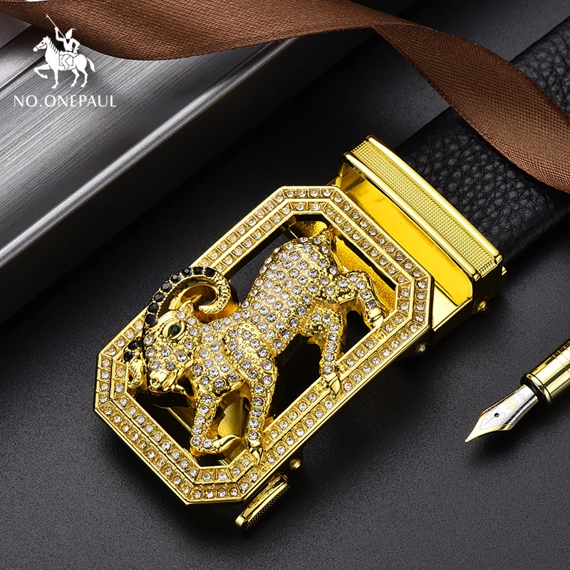 Мужской ремень с автоматической пряжкой NO.ONEPAUL черный кожаный 3 8 см|Мужские ремни|