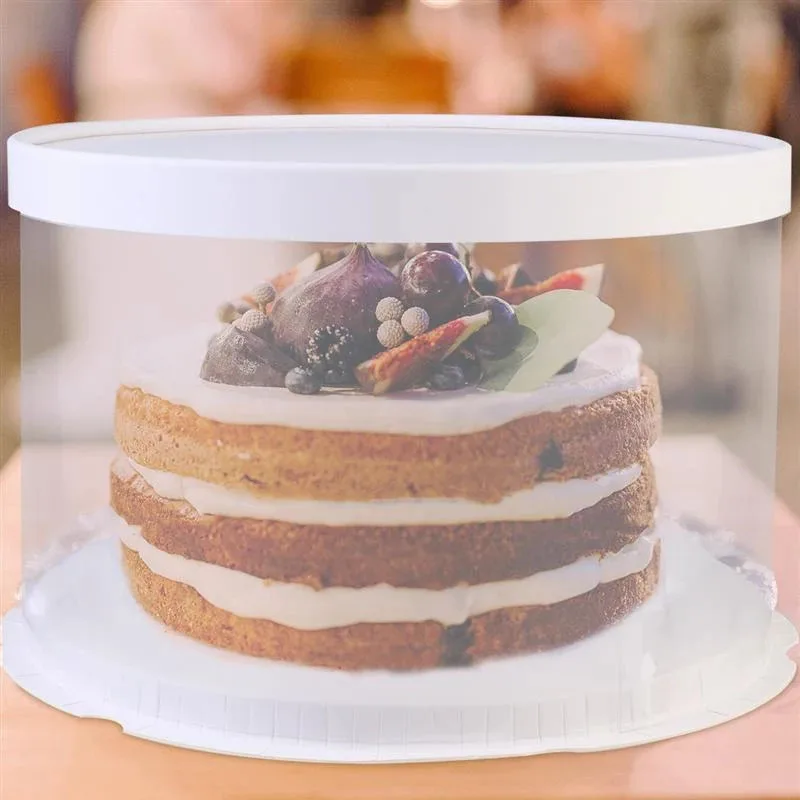 

1PC Round Transparent Cake Box Birthday Party Transparent DIY Plastic Cake Box Cake Packaging Box Round Wedding Decor Dustproof