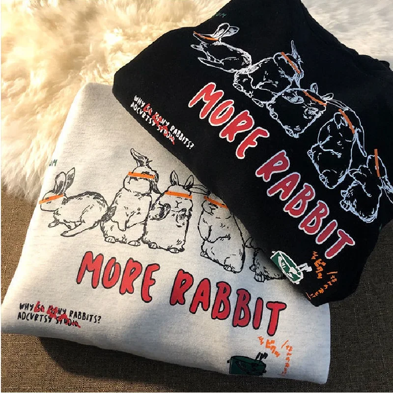 

Женская толстовка с капюшоном ZOGAA, зимняя модная Толстовка в Корейском стиле с принтом больше кроликов, кавайная Толстовка большого размера...