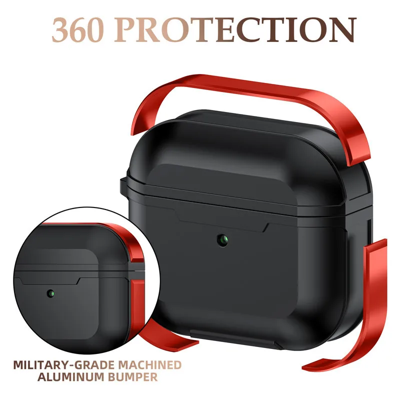 

Защитный чехол для Apple AirPods Pro, металлический + ТПУ чехол, ударопрочные устойчивые к царапинам аксессуары, совместимый с чехлом для AirPods Pro