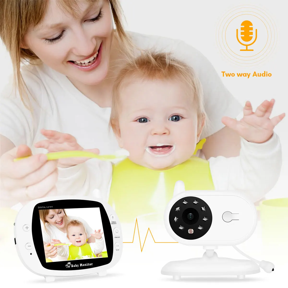 Babyphone детская камера беспроводная 3,5 дюймов ЖК-экран Аудио Видео Детский Монитор радио няня музыкальный домофон портативная камера для телефона