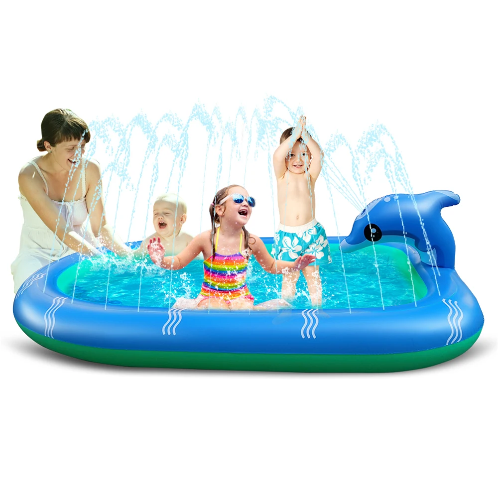 

Portable PVC Swiming Pool Water Play Mat Inflatable Paddling Pool Inflatable Water Spray Dolphin Fountain Spray Water Toys