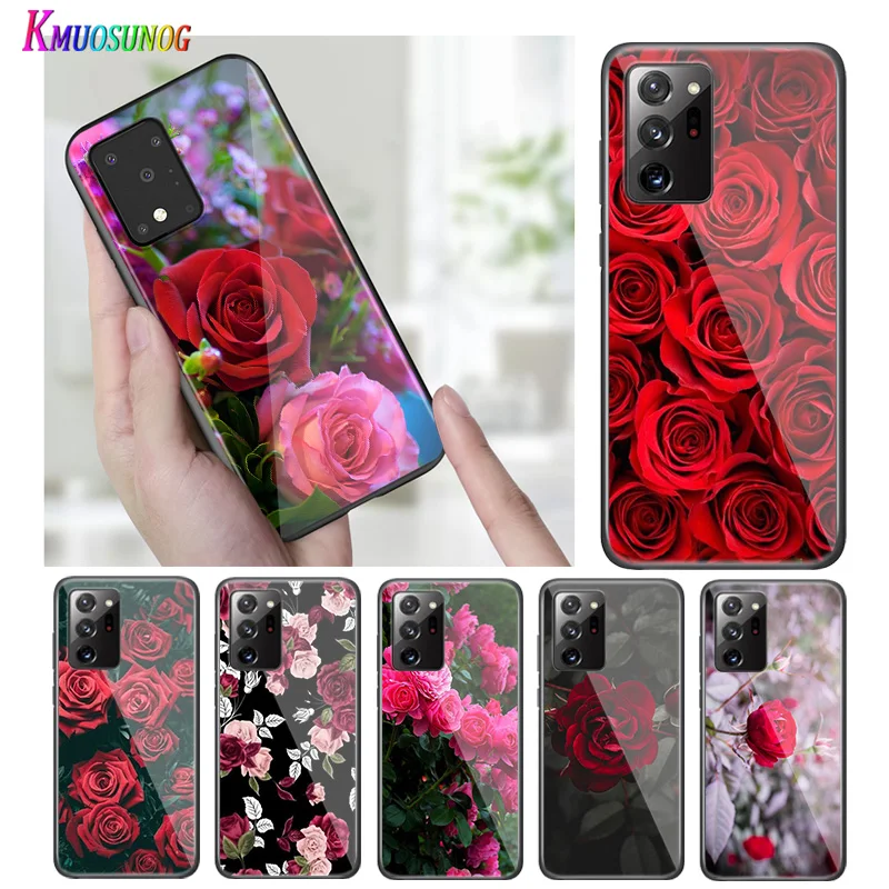 

Bright Black Cover Red Rose flower for Samsung S20 Ultra Plus A91 A81 A71 A51 A41 A31 A21 A21S A11 5G Phone Case