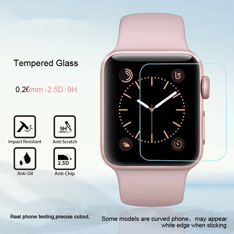 2 шт 2.5D 9H закаленное стекло для Apple Watch Series 1 2 3 38 42 мм Защитная пленка для iwatch 40 44 мм