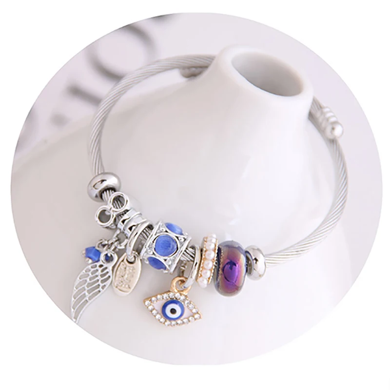 ZHINI новый модный серебряный браслет браслеты для женщин увеличенный кулон в виде