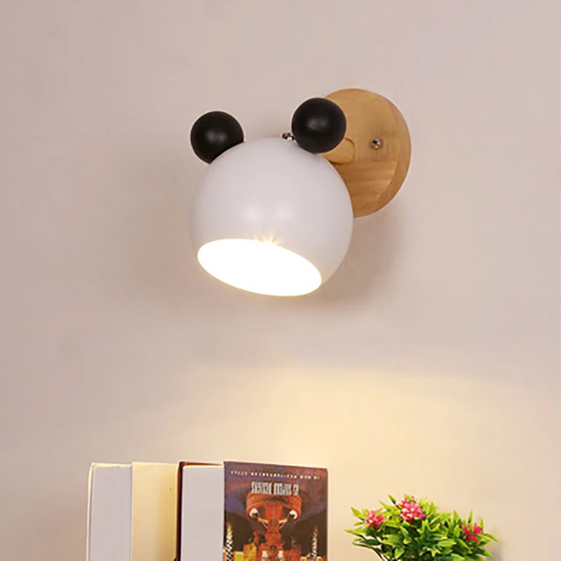 

Nordic Kids спальня прикроватная настенная лампа панда Лофт коридор Гостиная Современная промышленная декоративная настенная лампа с переключ...