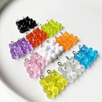 10pcs colorful cute resin gummy bear pendants charms cartoon bear candy charms for girls jewelry findings diy earrings dangle