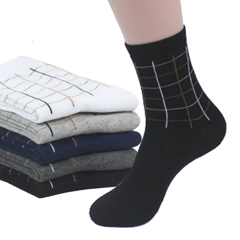 

Носки мужские компрессионные, хлопковые классические, в клетку, дышащие антибактериальные, 5 пар/лот