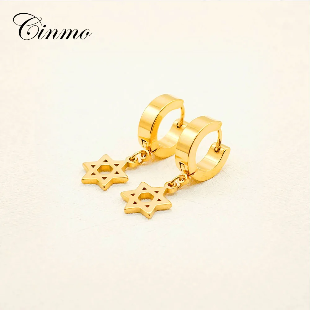 Женские и мужские серьги подвески из нержавеющей стали Cinmo капельки с золотыми