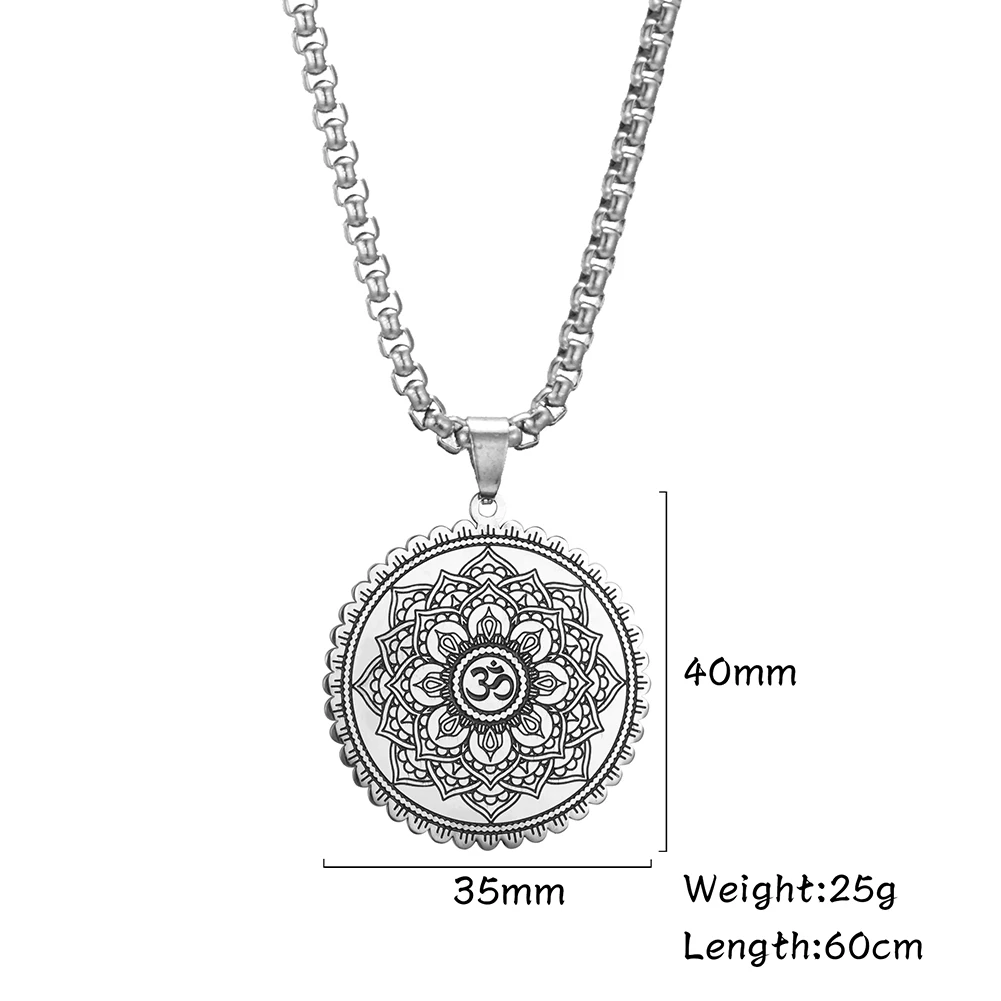 

Dawapara Vintage Buddhism Mandala Yoga Pendant OM Necklace Religious Geometry Meditation Amulet Stainless Steel Jewelry