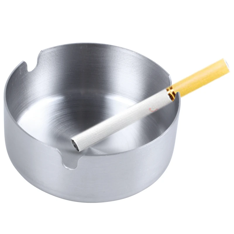 Нержавеющая сталь Круглая для сигарет Пепельница 8 см диаметр Серебряный тон |