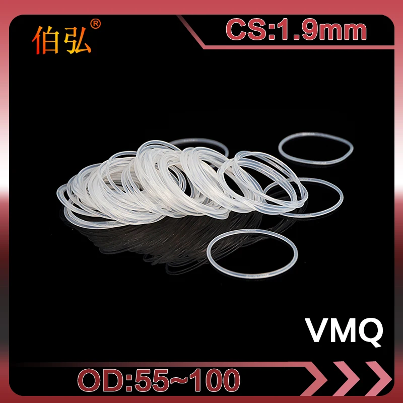

White Silicon O-Ring 1PC/lot Silicone/VMQ CS1.9mm OD54/55/60/65/68/70/75/80/90/95/100mm O Ring Seal Rubber Gasket Rings Washer