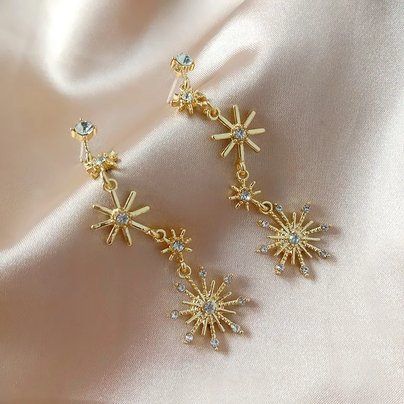 

2021 New Girl Earrings Bright Starry Sky High-end Sense of Net Temperament Long Earrings Female New Year Gifts For Women