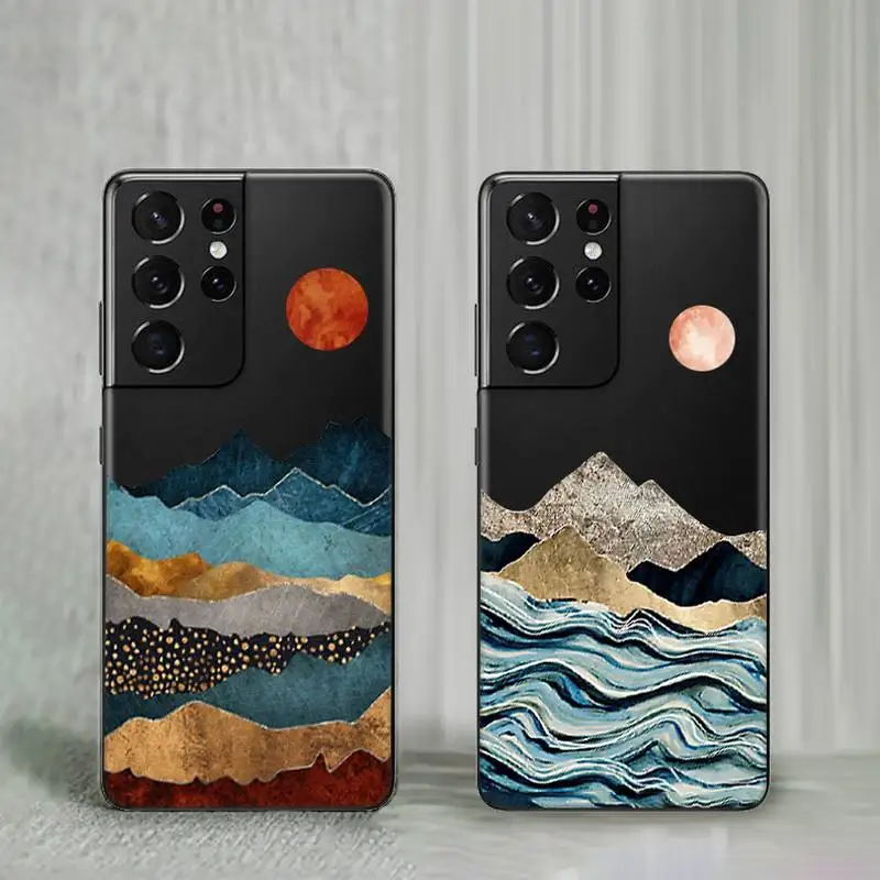 

Hand Painted Landscape Aesthetics Phone Case For Samsung A32 A51 A52 A71 A72 A50 A12 A21S A S note 20 S21 10 Plus Fe Ultra