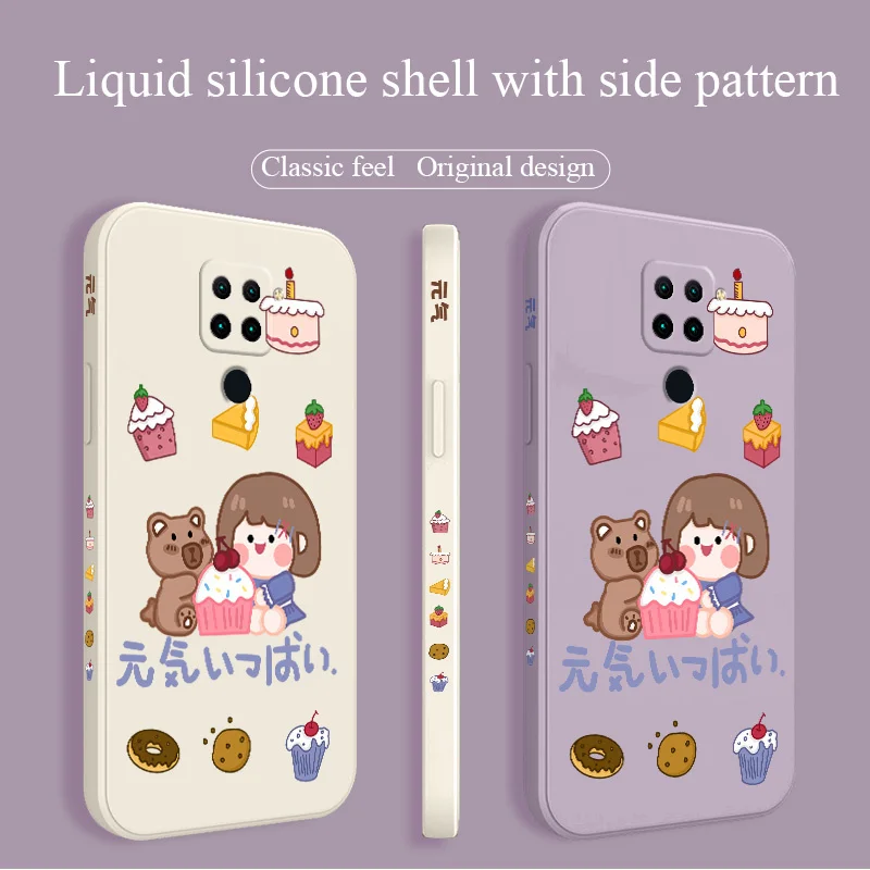 

Pretty Cake Girl Phone Case For Xiaomi Redmi Note 10 10S 9T 9 8 7 Pro MAX Redmi 9 9A K40 K40pro K30 K20 Liquid Silicone Cover