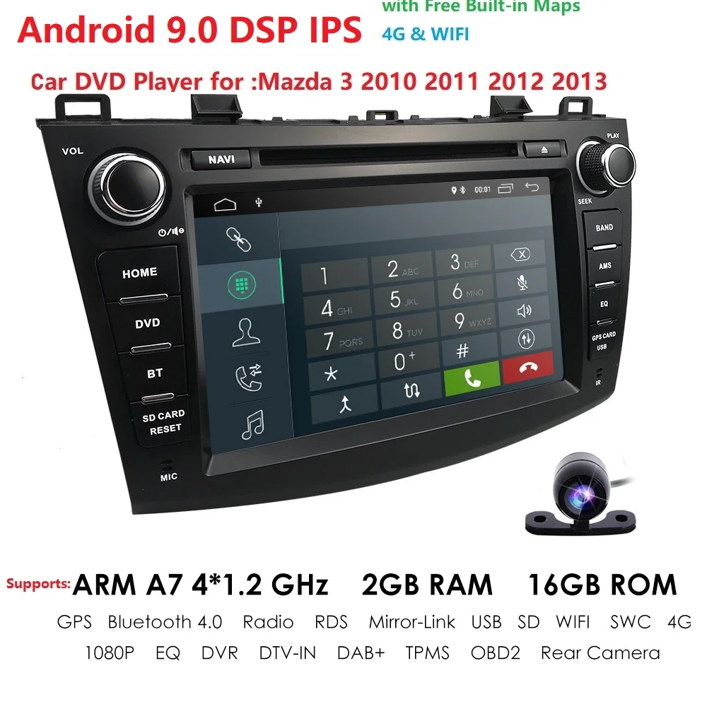 8 дюймов Android 8,1 двойной din автомобильный dvd-плеер gps Навигация стерео радио Can bus для Mazda 3 2010 2011 2012 2013 пульт дистанционного управления