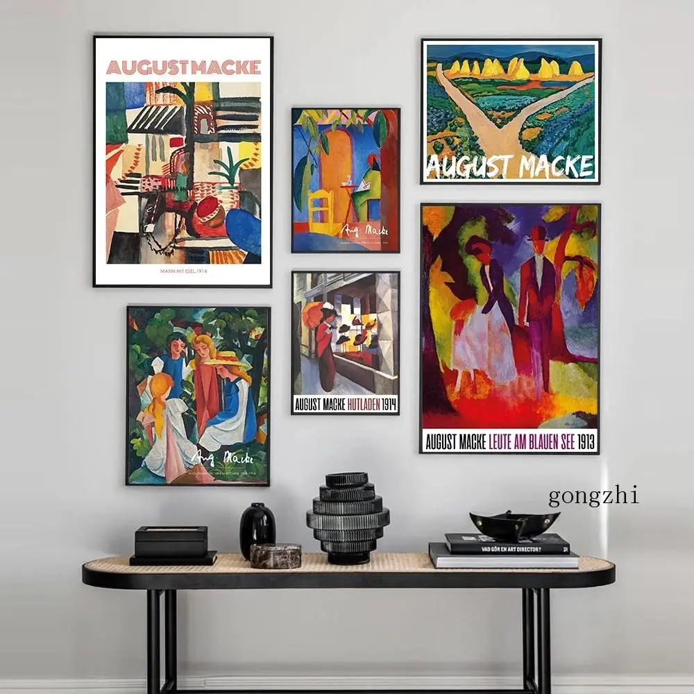 

August Macke Turkish Cafe Vintage Poster Abstract Character Landscape Canvas Painting Wall Art Picture Living Room Home Decor