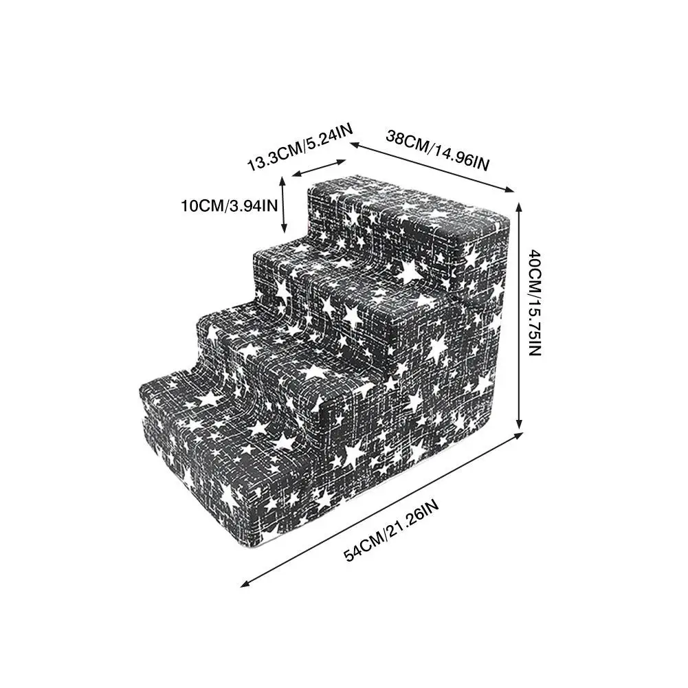 

Star Pet Stairs 4-step Pet Ladder Nonslip Pet Removable Washable Pet Steps For Cats Dogs Velvet Sponge Stairs Platform Cat Dog