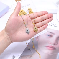 juwang vintage chokers necklaces aaa cubic zirconia turkish evil eyes hamsa hand pendant necklace for women girls luck jewelry