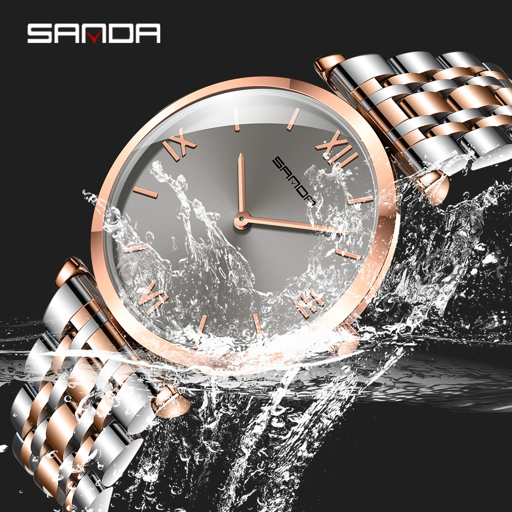 

SANDA Fashion Mens Watches Top Brand Luxury Quartz Watch Men Casual Slim Mesh Steel Waterproof Sport Watch Relogio Masculino