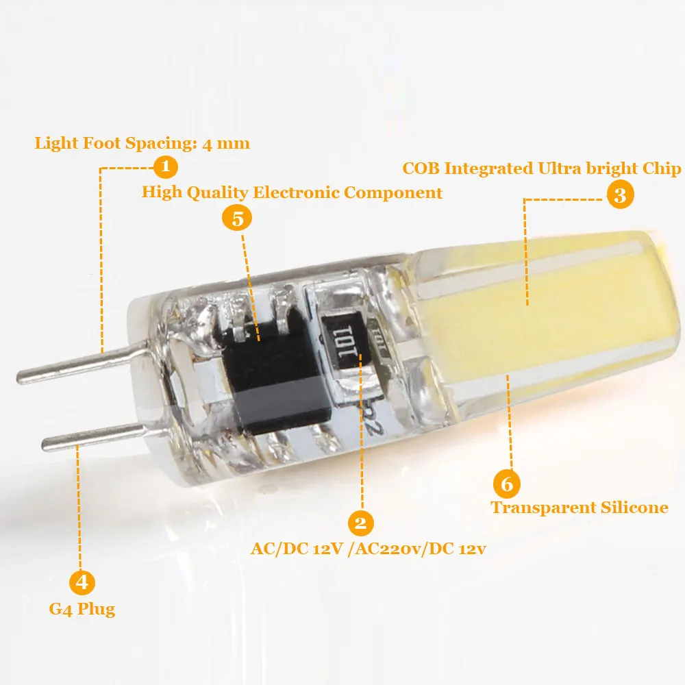 Затемнения светодиодный G4 G9 лампы AC/DC затемнения 12V 220V 3W 6W COB SMD свет Освещение