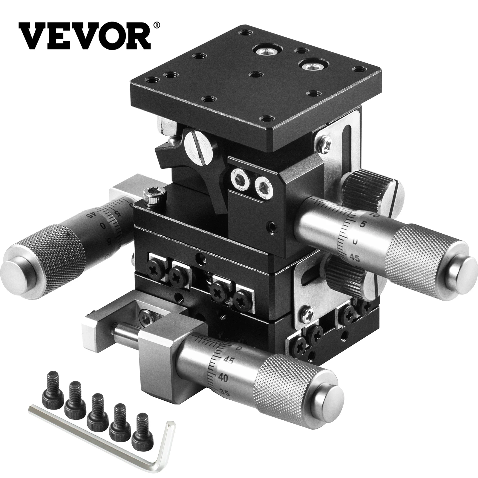 

VEVOR XYZ 3-axis 60x60mm Manual Linear Stage Trimming Platform Cross Roller Guide W/ Micrometer Heads Fit Microscope/Machine Etc