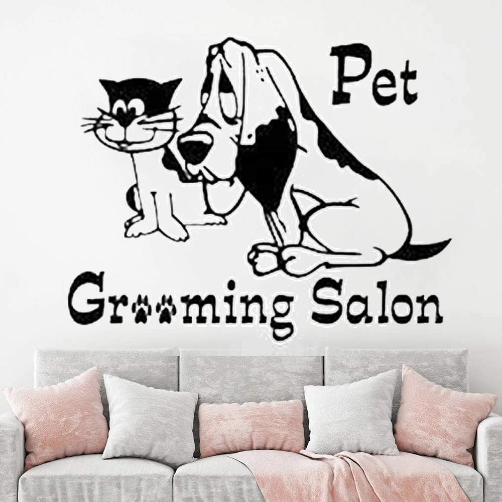 

WALL STICKERS GROOMING Salon Dog Cat Pet Cute Animals Art Decal Vinyl Room Art Wall Stickers Wall Vinyl Removable FK-78