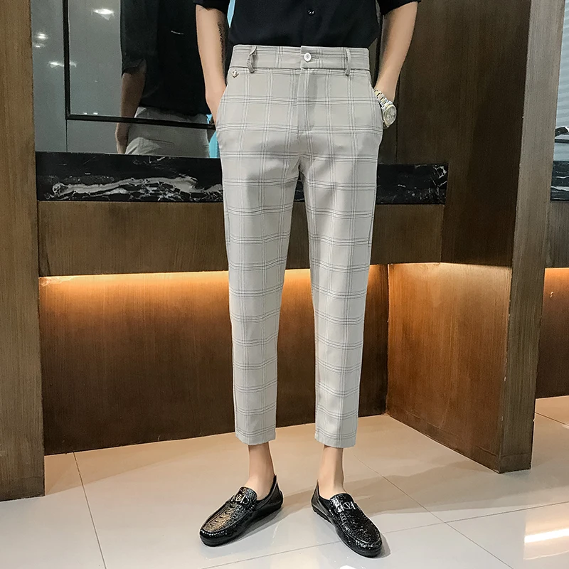 

British Style Dress Suit Pant Man 2020 New Plaid Suit Pant Men Brand Designer Gentlemen Business Casual Work Pant Men Trousers