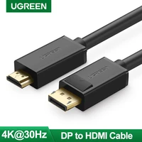ugreen 4k displayport to hdmi adapter cable dp male to male converter high speed video audio cable for hdtv projector laptop pc
