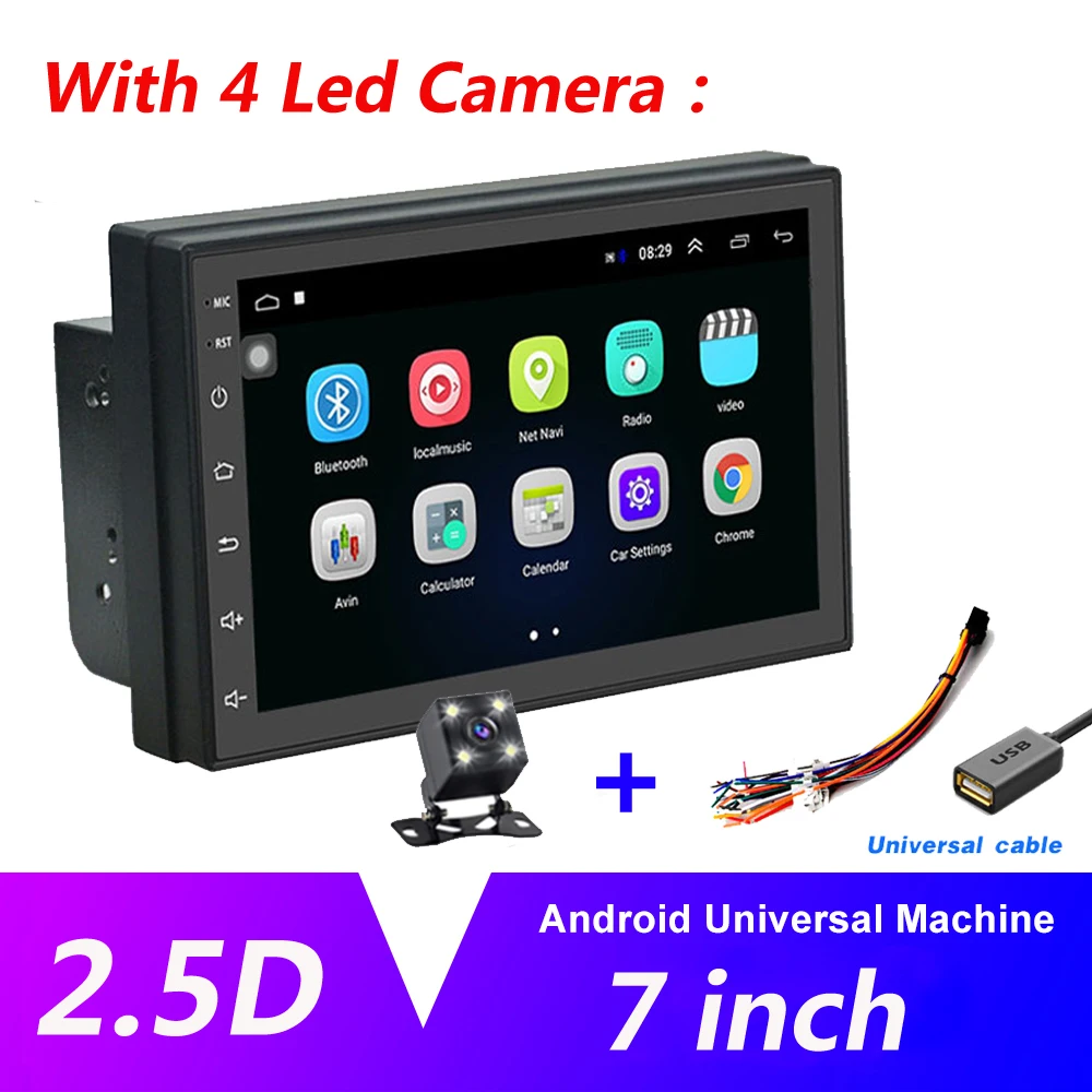 AMPrime 2din Автомагнитола Android " MP5 мультимедийный плеер Зеркало Ссылка 2 Din сенсорный экран gps Bluetooth FM wifi авто аудио плеер - Цвет: With 4 Led Camera