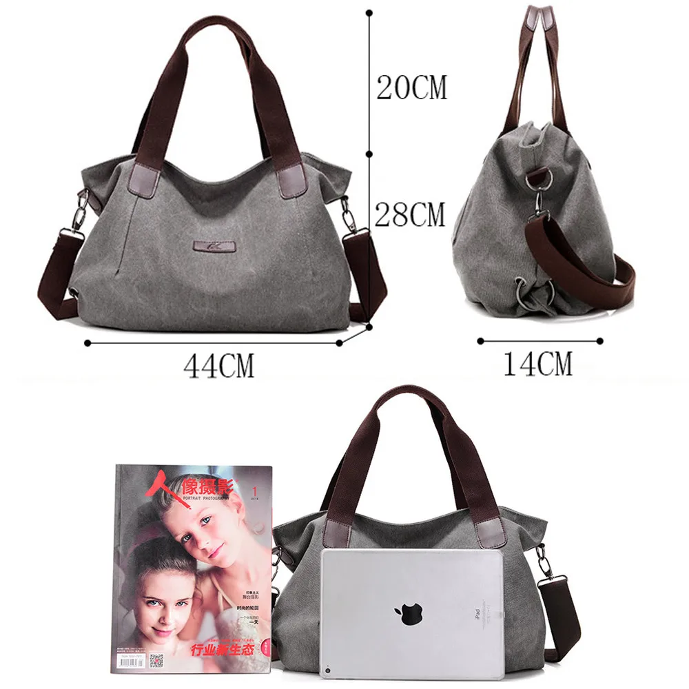 Холщовая Сумка на плечо вместительная Повседневная однотонная дамская сумочка